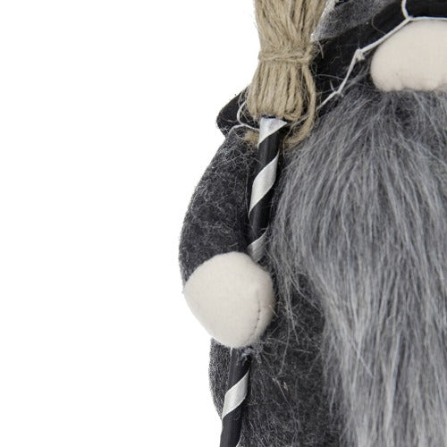 Halloween Decor Fabric Sitting Black Gnome With Broomstick