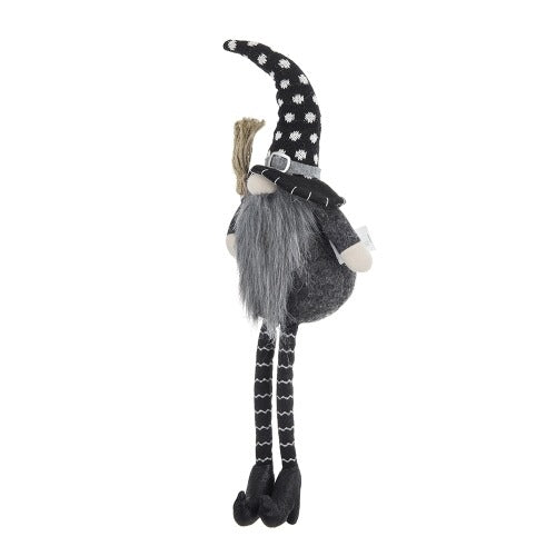 Halloween Decor Fabric Sitting Black Gnome With Broomstick