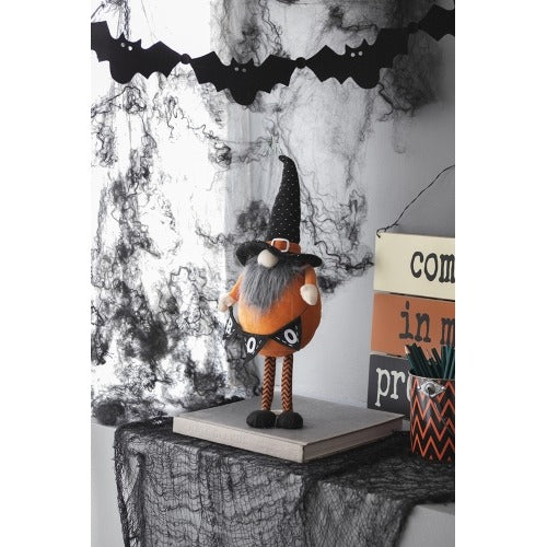 2 Pics Fabric Standing Orange Gnome Holding Banner