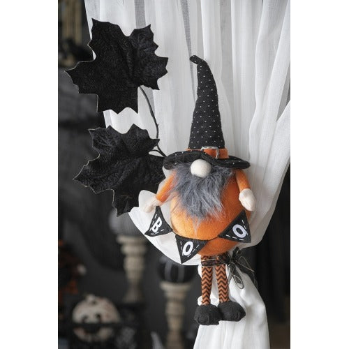 2 Pics Fabric Standing Orange Gnome Holding Banner