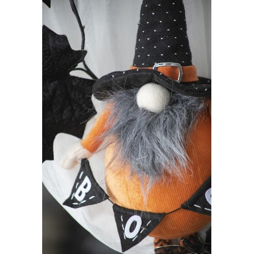 2 Pics Fabric Standing Orange Gnome Holding Banner