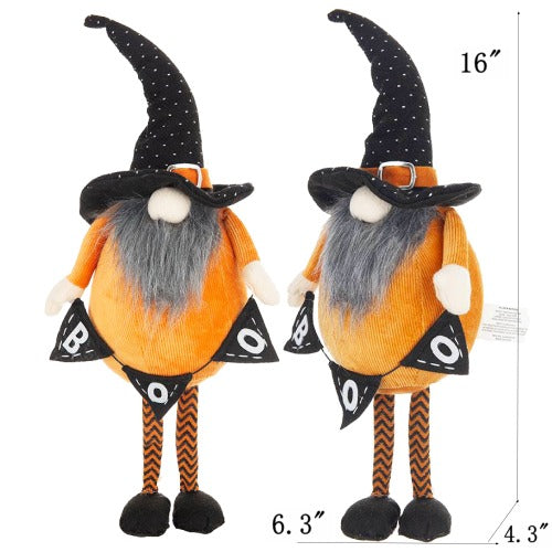 2 Pics Fabric Standing Orange Gnome Holding Banner