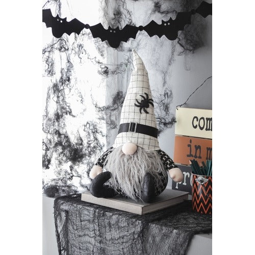 Halloween 2 Pics – Fabric Sitting Gnomes with White Hat & Spider