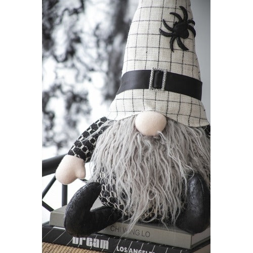 Halloween 2 Pics – Fabric Sitting Gnomes with White Hat & Spider