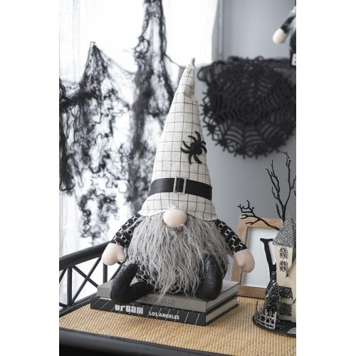 Halloween 2 Pics – Fabric Sitting Gnomes with White Hat & Spider