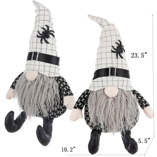 Halloween 2 Pics – Fabric Sitting Gnomes with White Hat & Spider