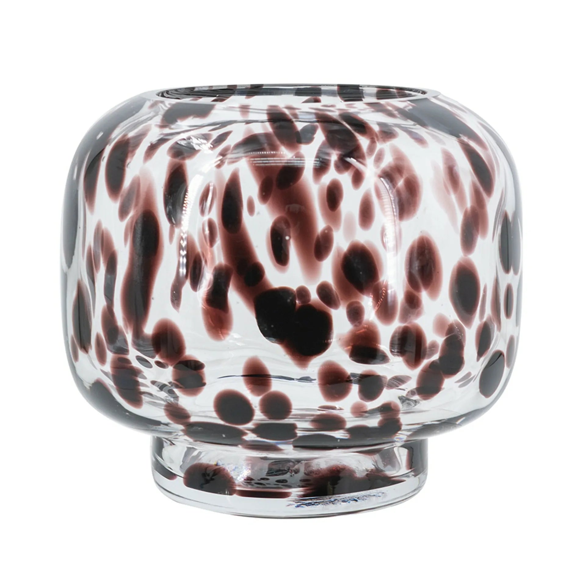 Handcrafted Style Glass Vase Artistic Amber Spots 6.3 Inch Decor