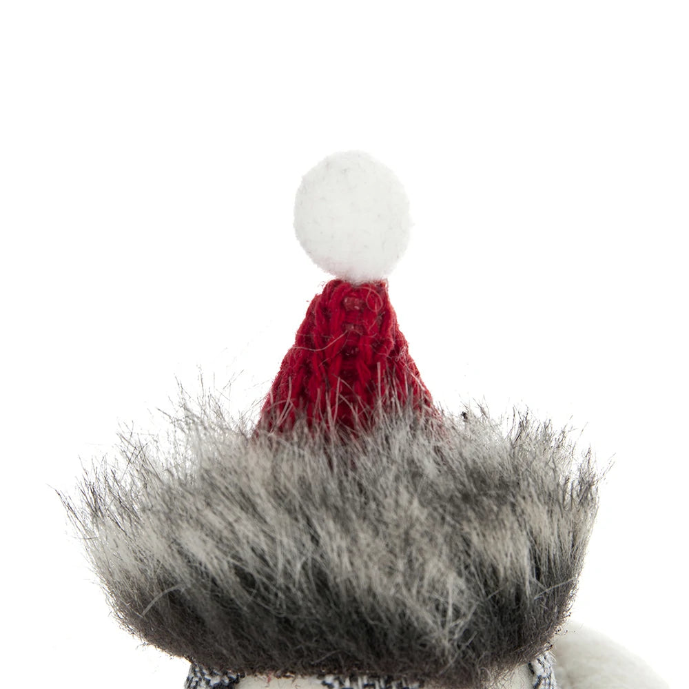 Holiday Decor Fabric Birds with Plaid Bow & Red Hat, 2 Pack