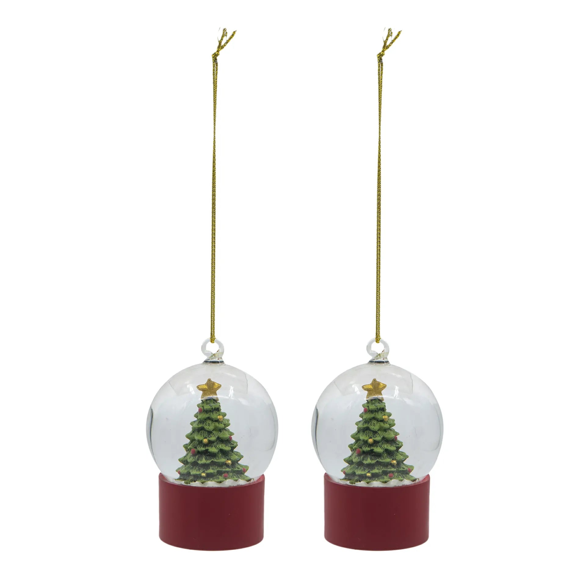 Holiday Water Globes 2-Pack with Red White Stripes and Tree Base  Tabletop Decor