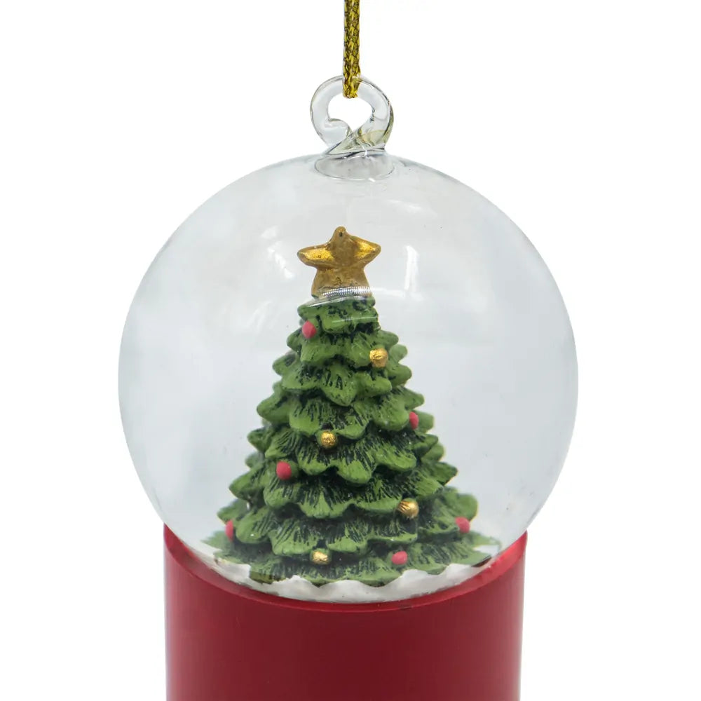 Holiday Water Globes 2-Pack with Red White Stripes and Tree Base  Tabletop Decor