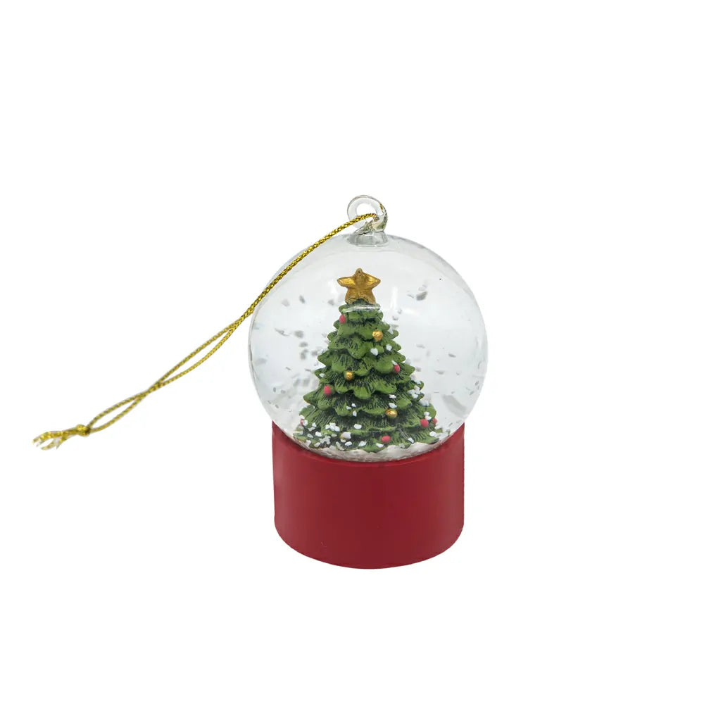 Holiday Water Globes 2-Pack with Red White Stripes and Tree Base  Tabletop Decor