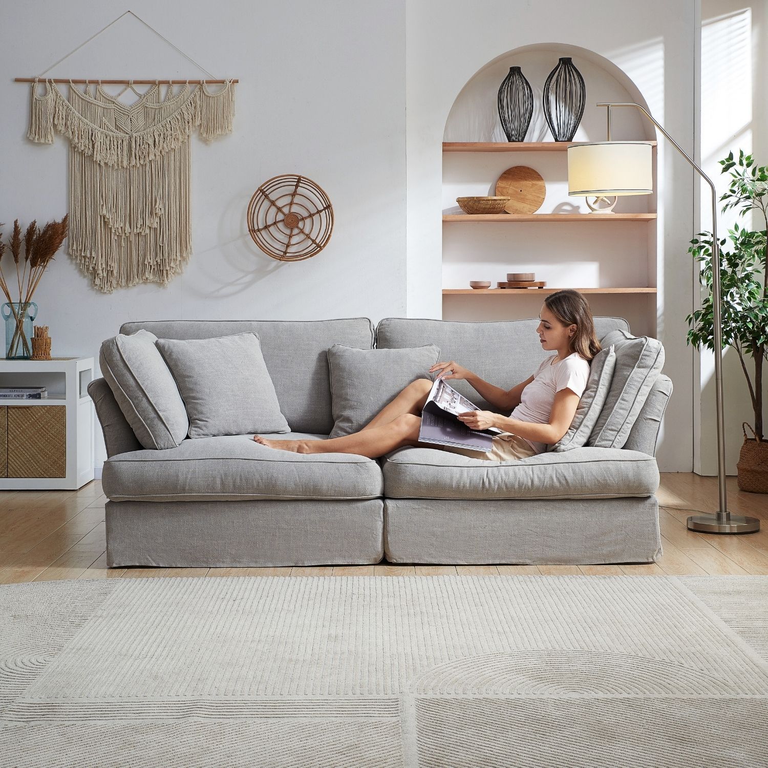 Chubby Sofa Sofa Lemons & Me 3 Seater Grey Linen