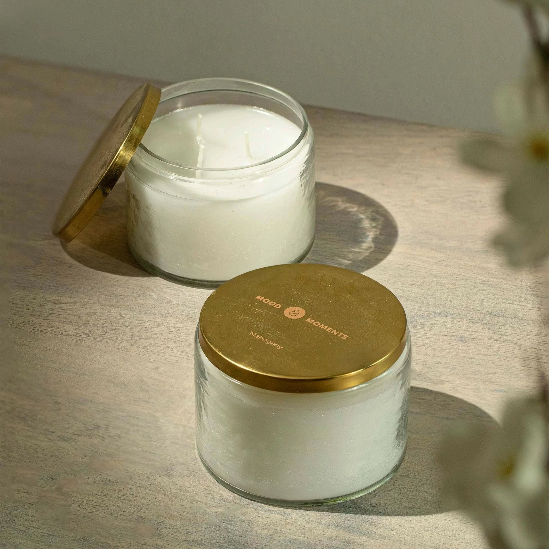 Mahogany Glass Jar Wax Candle with 3 Wicks