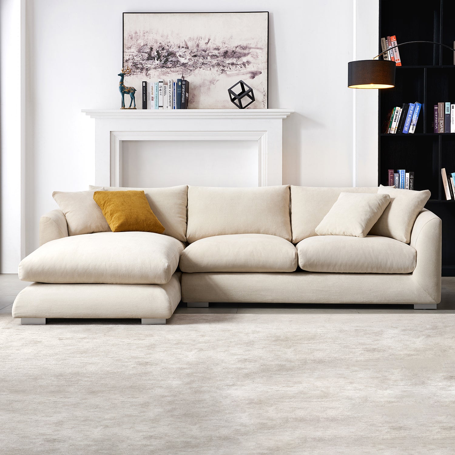 Feathers Sectional Couch Chaise Lounge 88-170 Inches