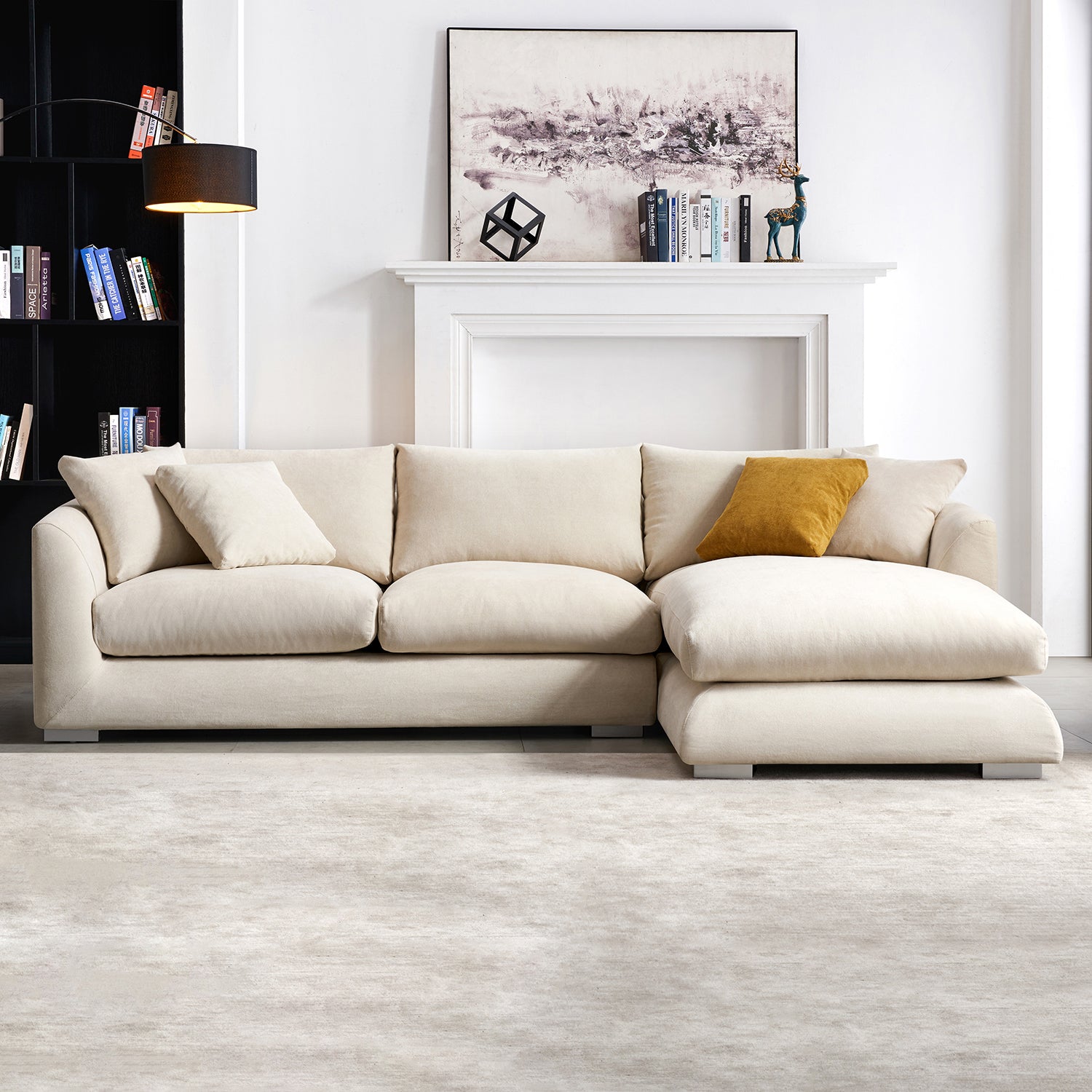 Feathers Sectional Couch Chaise Lounge 88-170 Inches