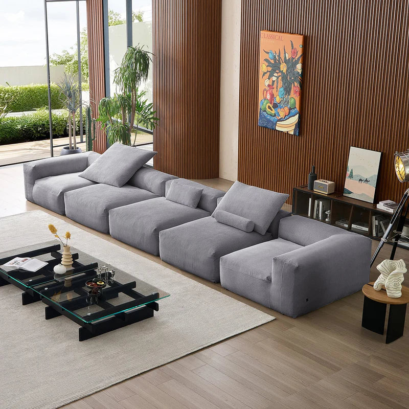 Mellow Corduroy 5-Seater Washable Sectional Couch