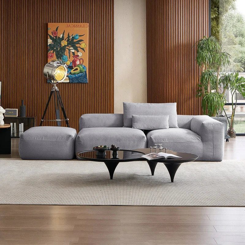 Mellow Sectional Open Couch with Ottoman
