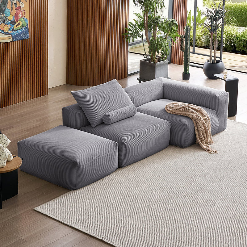 Mellow Sectional Open Couch with Ottoman