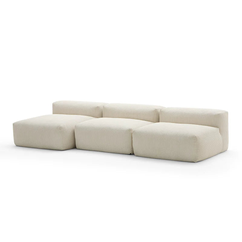 Mellow Corduroy Washable Sectional Couch Armless 3-Seater