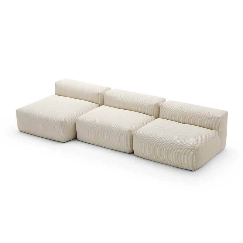 Mellow Corduroy Washable Sectional Couch Armless 3-Seater