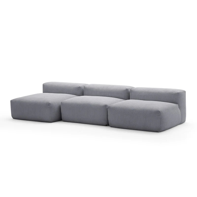 Mellow Corduroy Washable Sectional Couch Armless 3-Seater