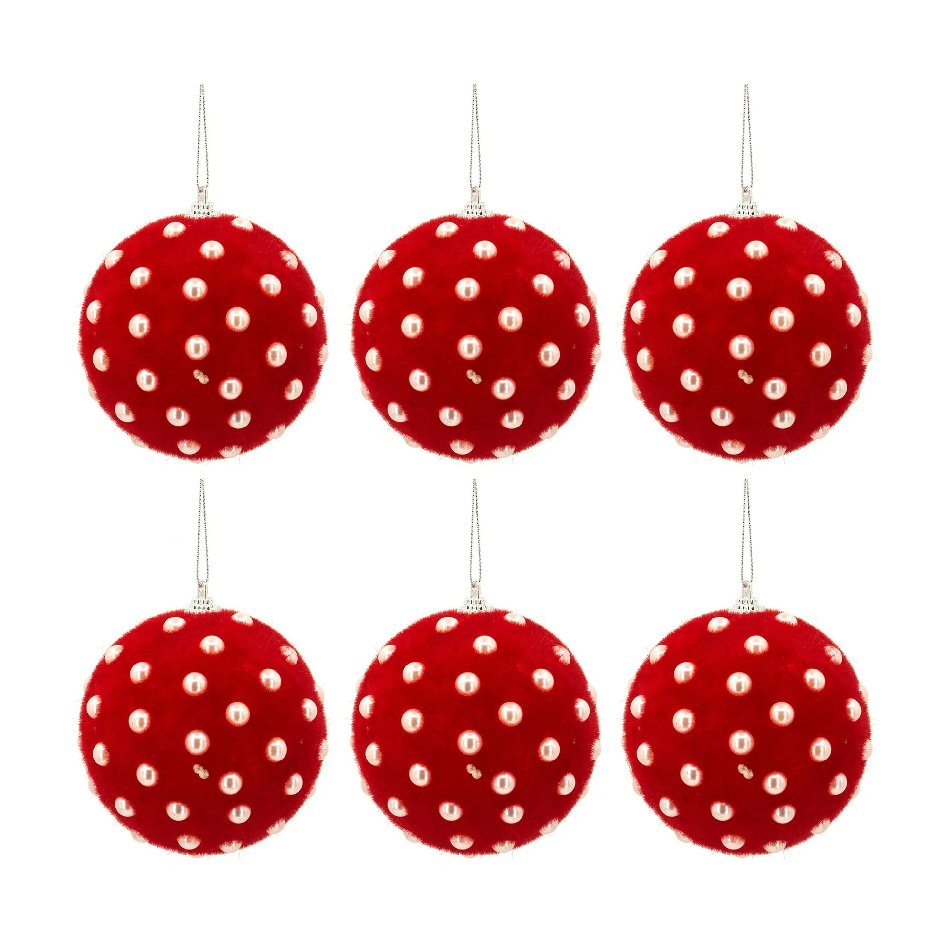 Polka Dot Christmas Ornaments Set of 3 Red and White Ball Decor