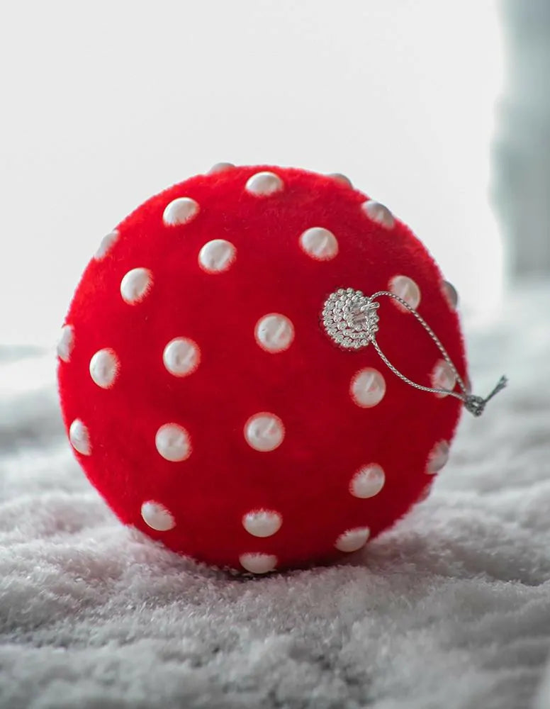 Polka Dot Christmas Ornaments Set of 3 Red and White Ball Decor