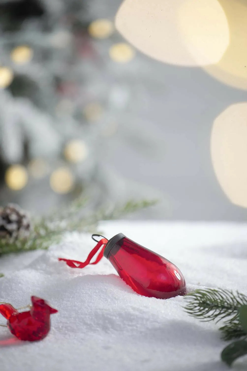 Red Teardrop Ornaments Set of 12 Shiny Glass Decor for Christmas Tree