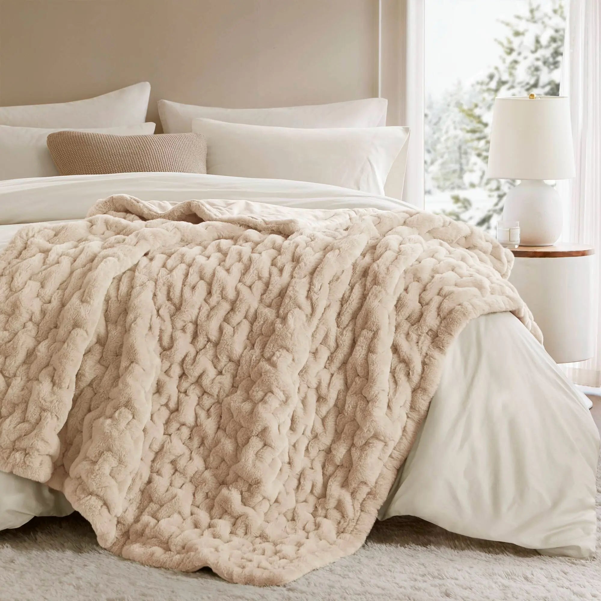 Ruched Fur Throw