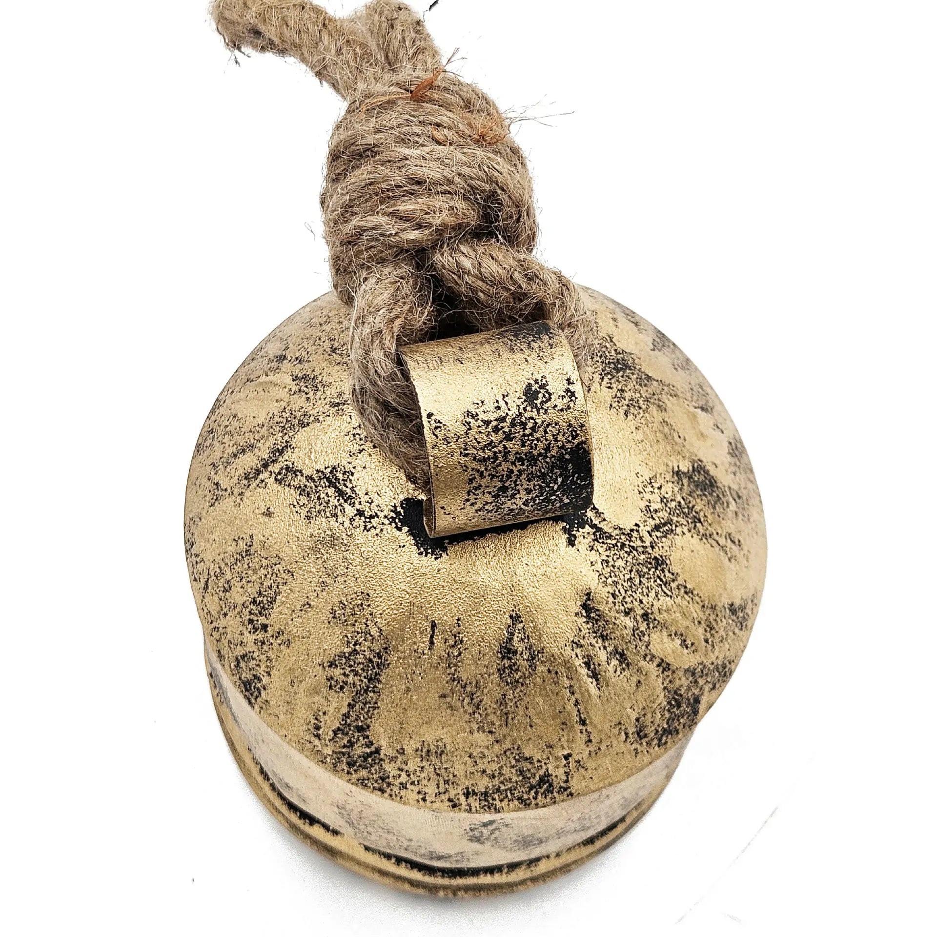 Rustic Bell Ornaments Set of 4 in Distressed Gold Iron Finish