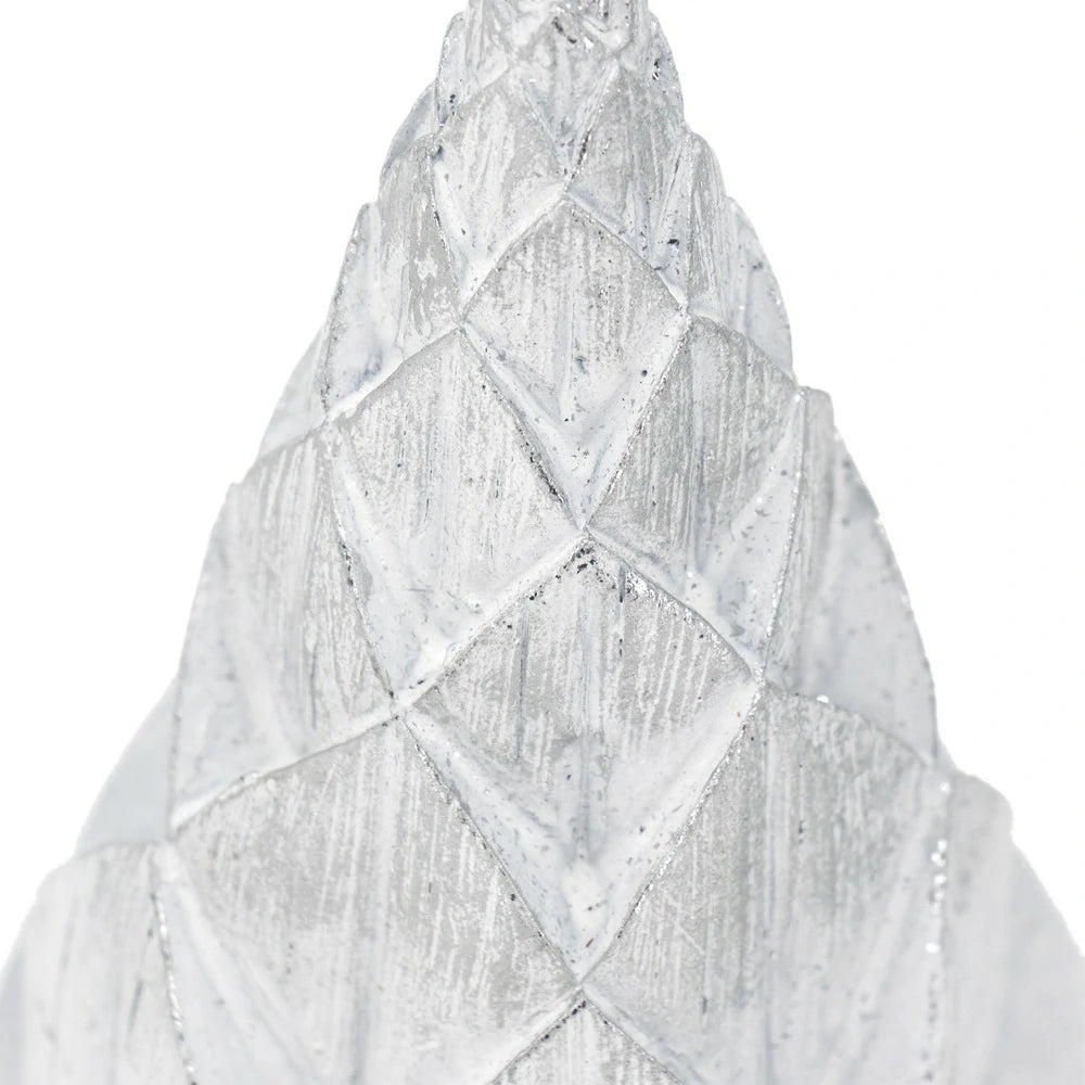 Set of 3 White Silver Resin Christmas Trees with Star Top