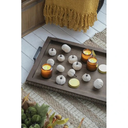 Set of 4 Velvet Pumpkins Mesh Bag ¨C Fall & Thanksgiving Decor