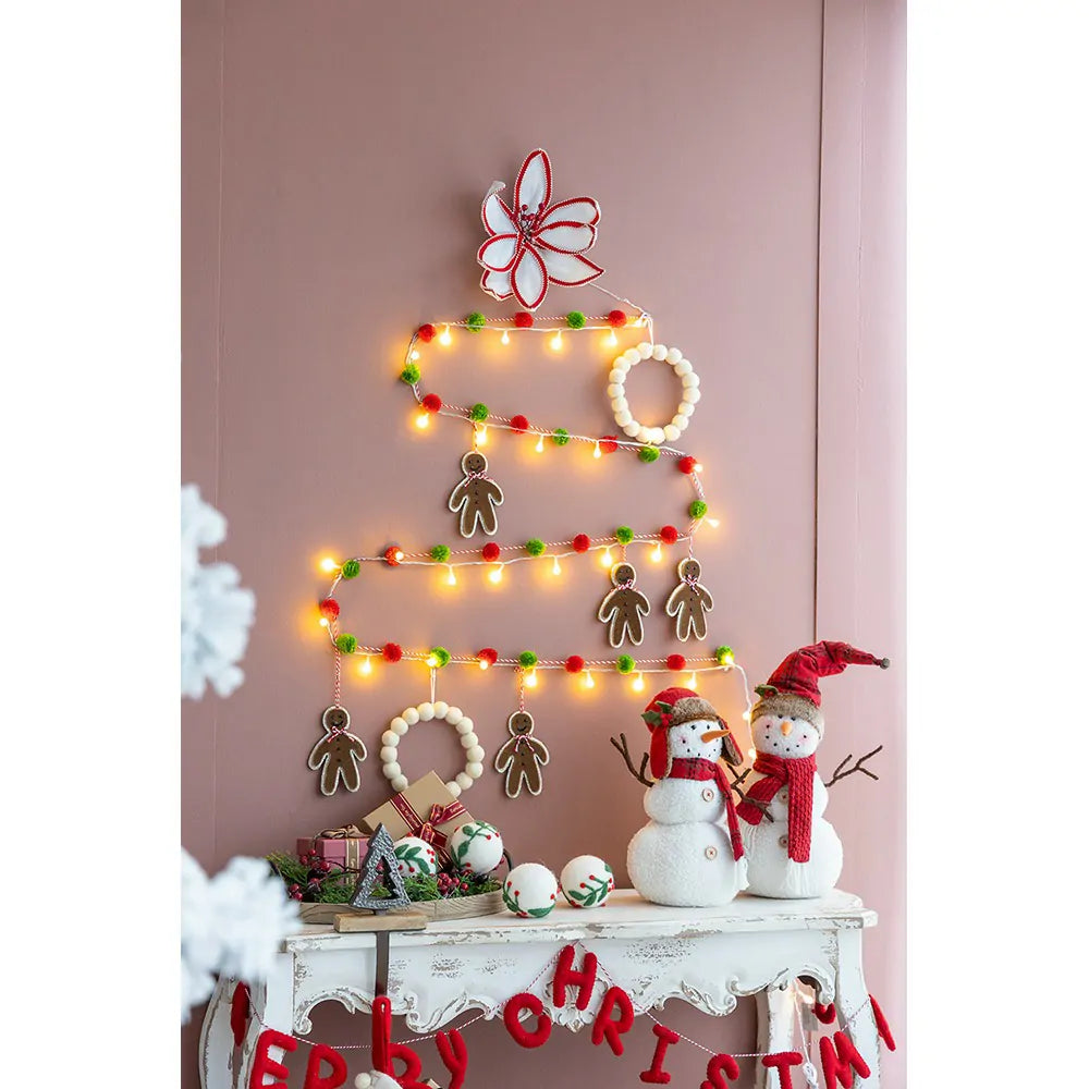 Set of 6 Christmas Ball Wreath Ornaments in Cream for Modern Holiday