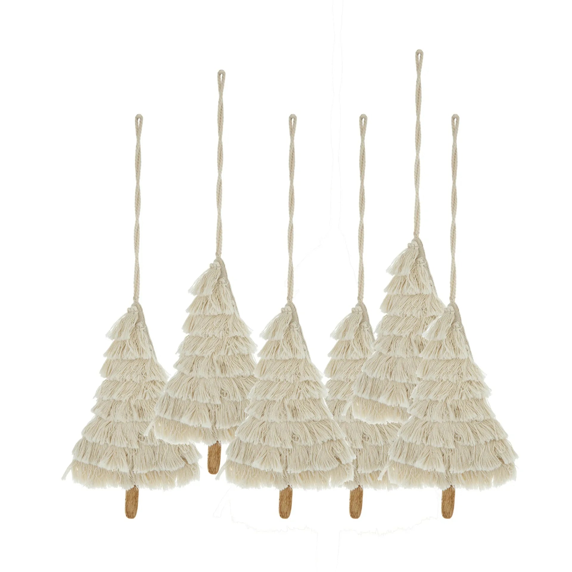 Set of 6 Fringed Tree Ornaments 4.3x7.5 Inch Elegant Christmas Decor for Home