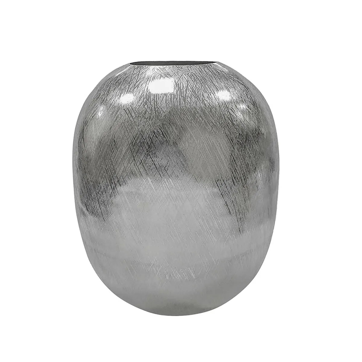 Silver Streak Aluminum Vase 15 Inch Modern Floor Vase for Home Decor