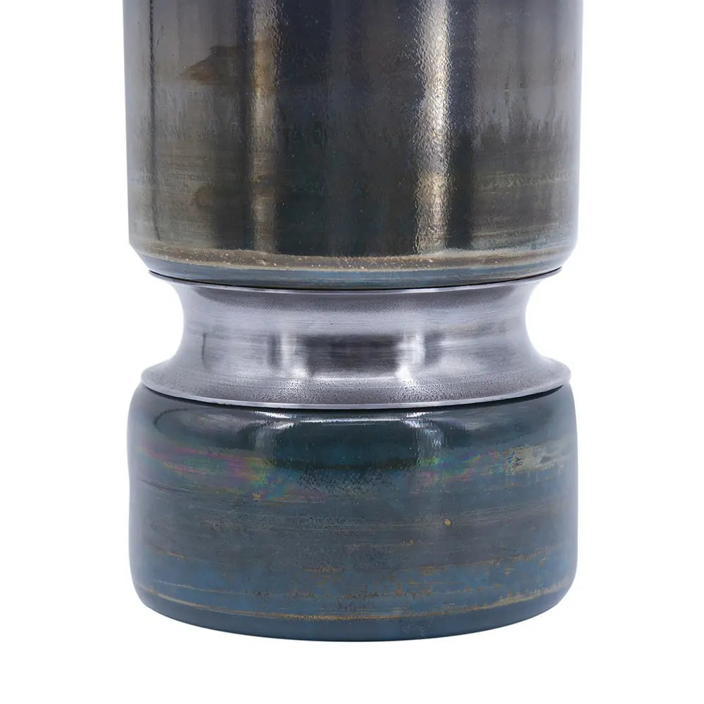 Sleek Silver Toned Glass Vase for Modern Home Decor 13 Inch Tall