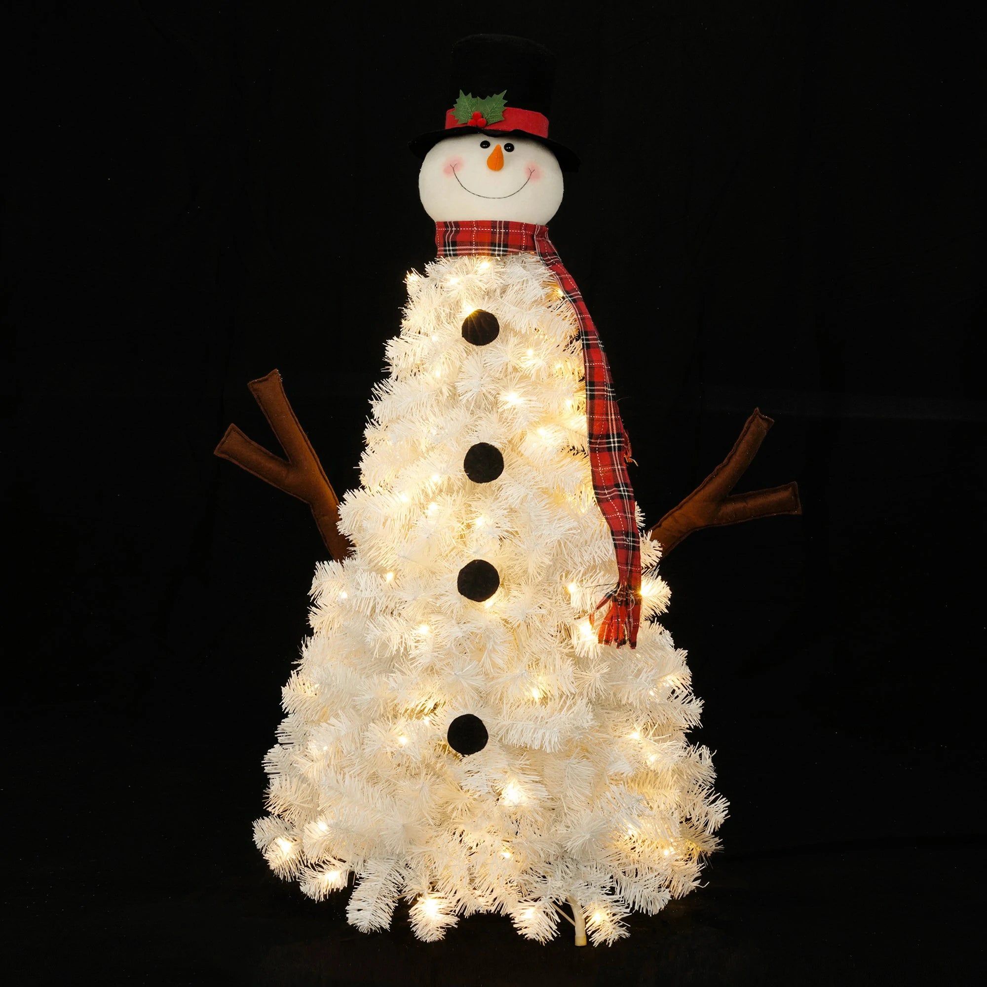 Snowman Christmas Tree 100 Lights 380 Branch Tips Xmas Decor