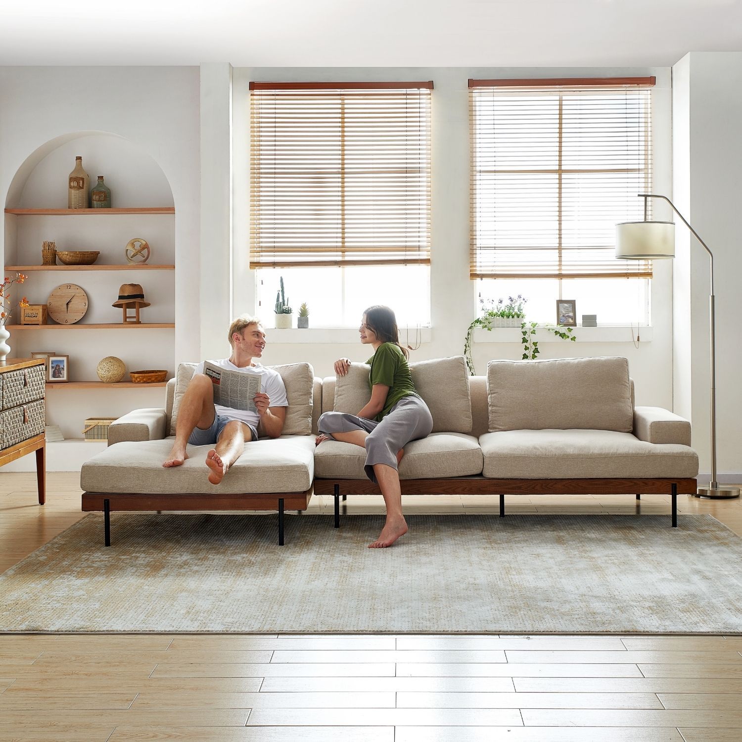 Soho Sectional Sofa Lemons & Me Off White Linen Facing Left