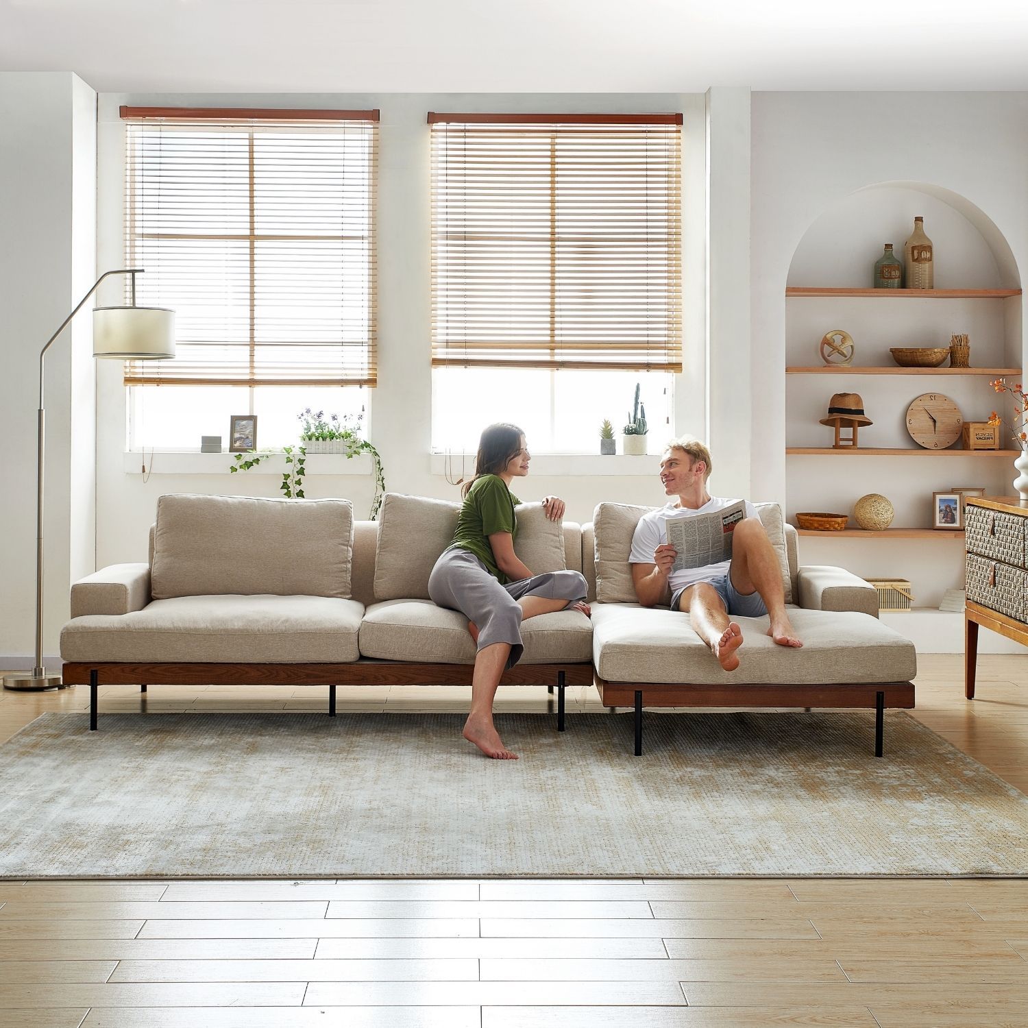 Soho Sectional Sofa Lemons & Me Off White Linen Facing Right