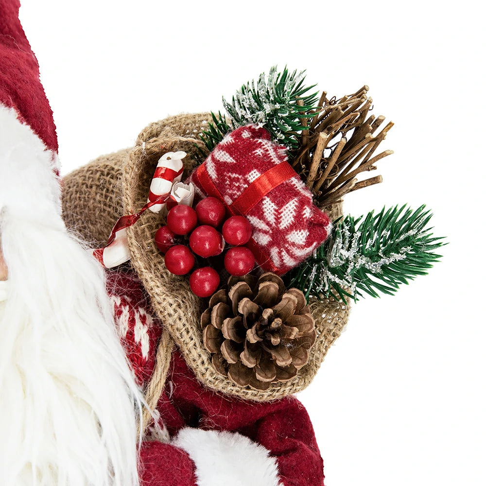 Standing Santa with Lantern & Bag, Red White
