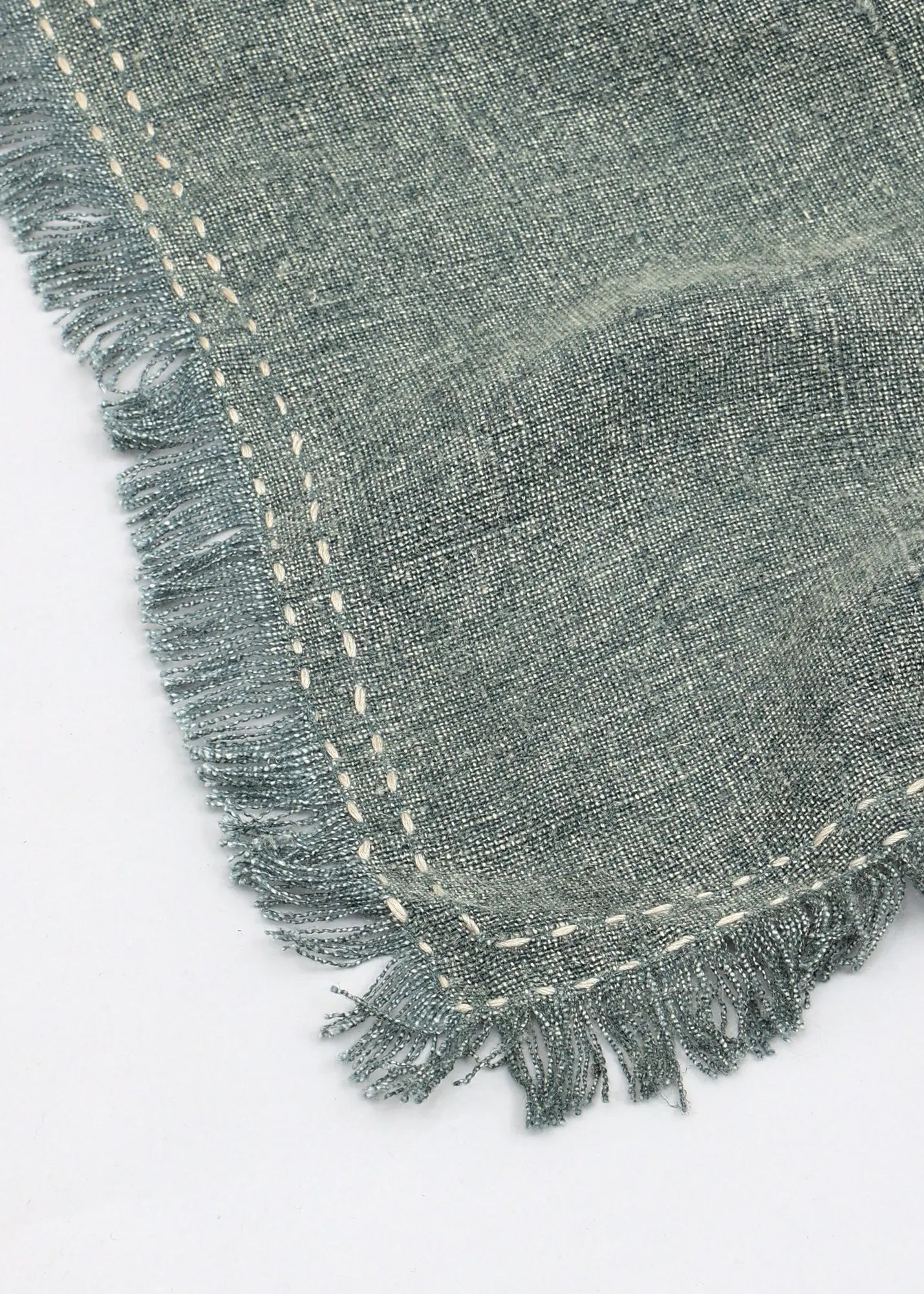 Stonewashed Linen Woven Throw Blanket with Fringe
