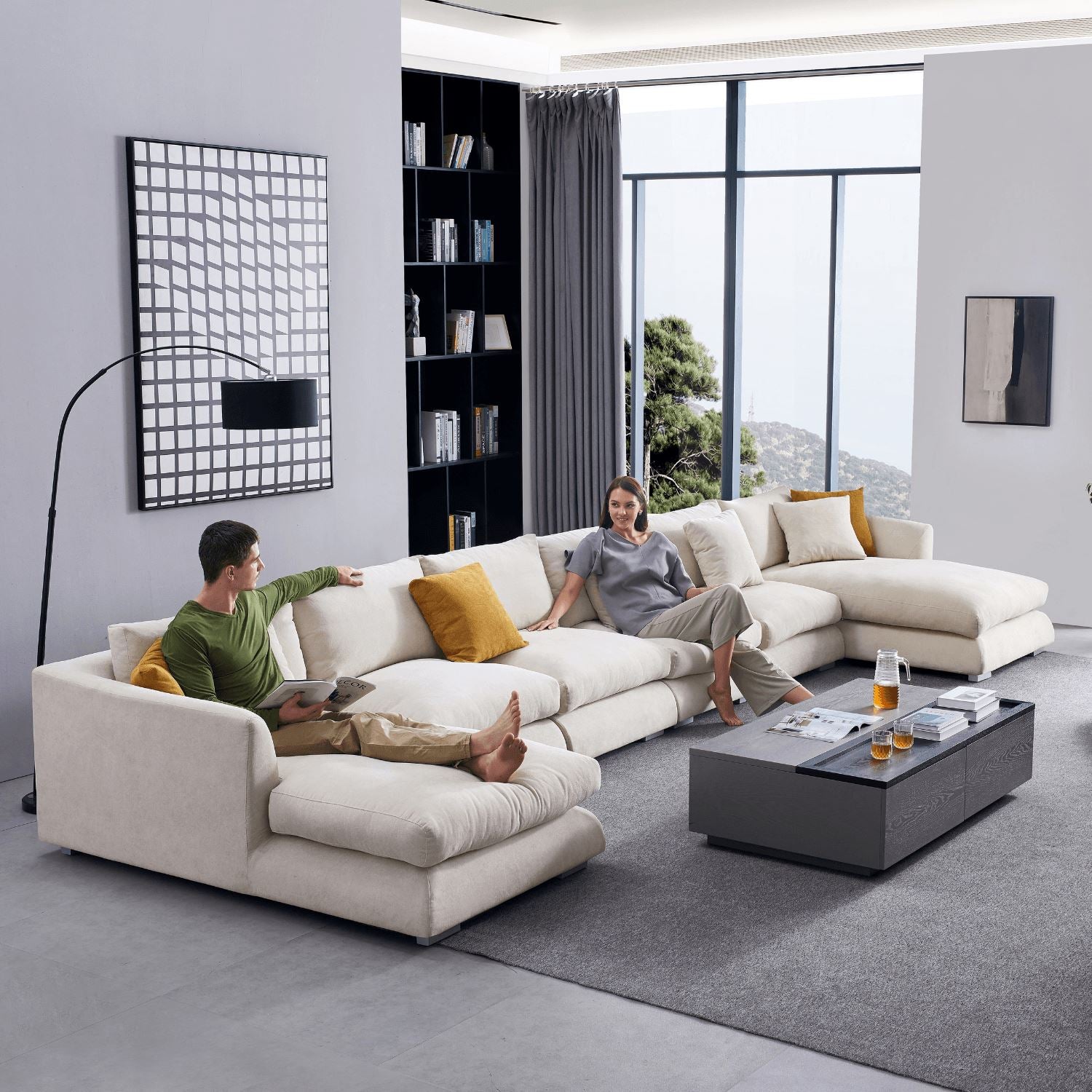 Feathers U-Sectional Sofa Mario Capasa