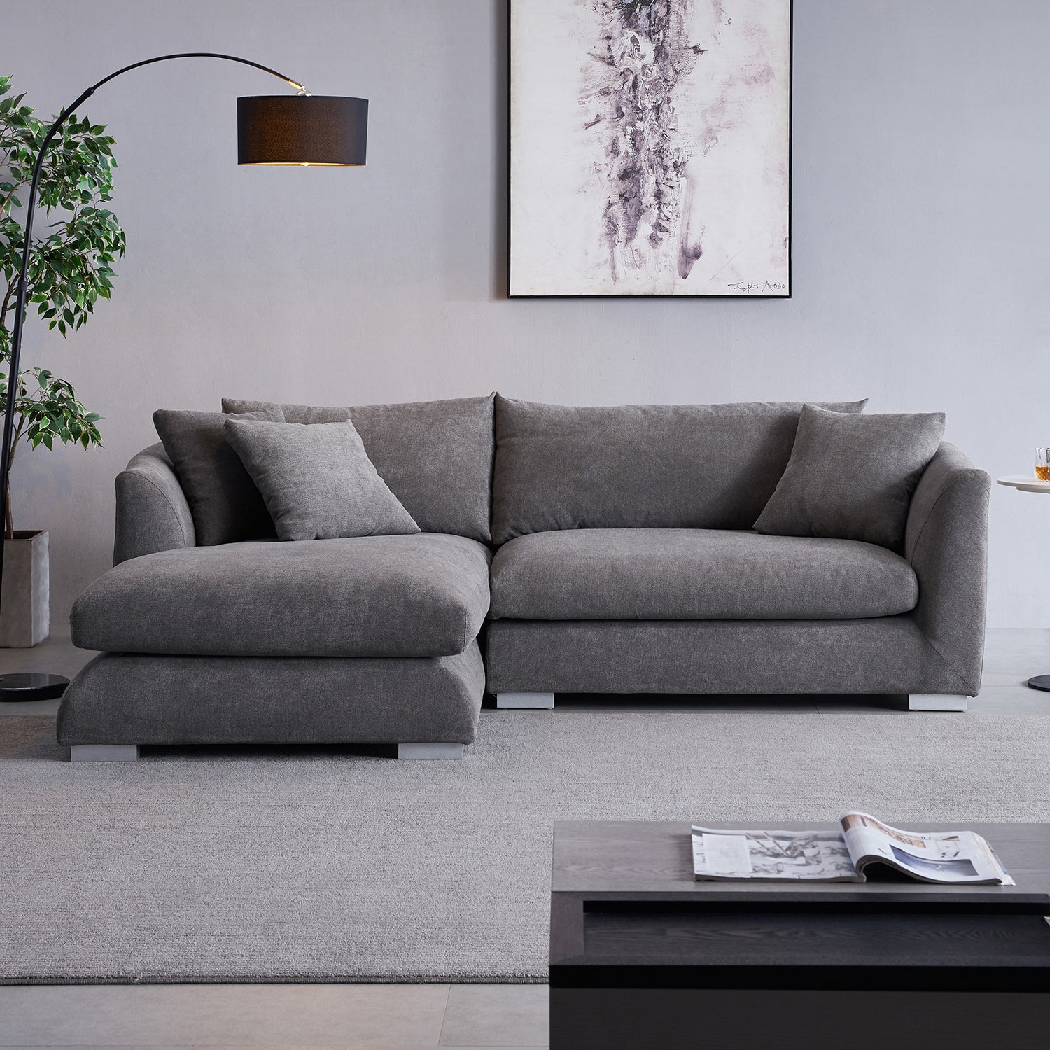 Feathers Sectional Couch Chaise Lounge 88-170 Inches