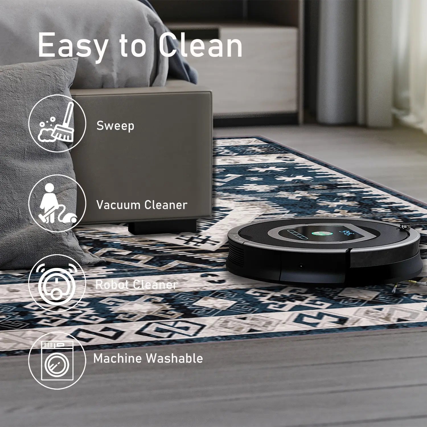 Vintage Bohemia Large Non-slip Washable Geometry Rug