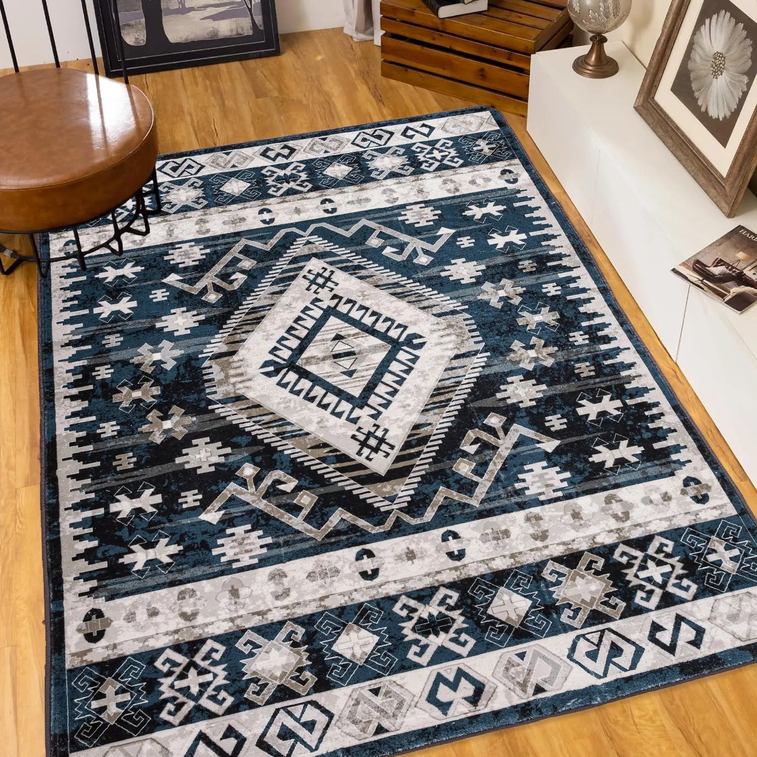 Vintage Bohemia Large Non-slip Washable Geometry Rug