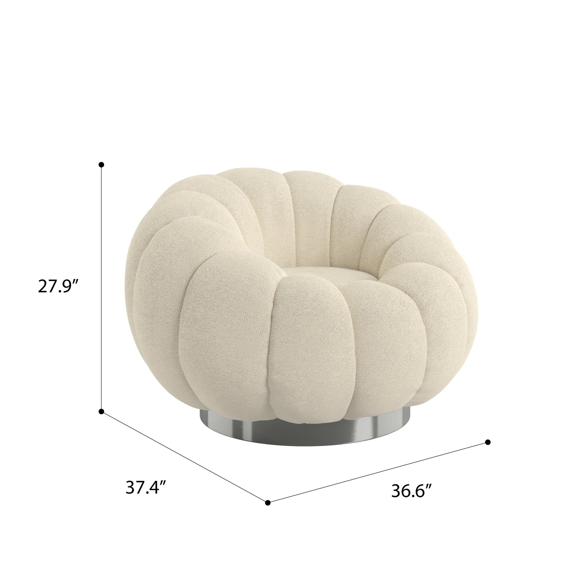 White Pumpkin Bubble Swivel Accent Chair Boneless Single Sofa