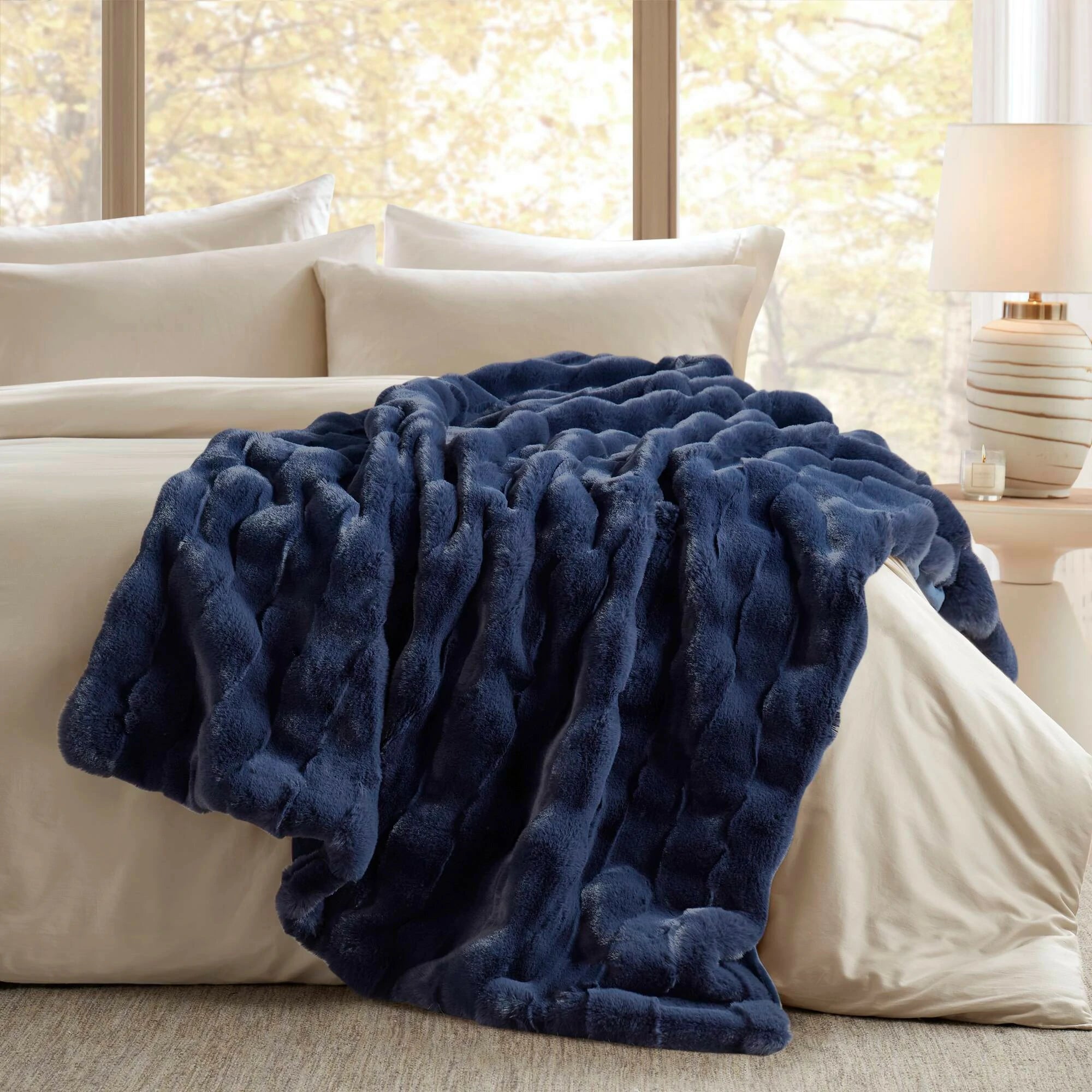 Winter Navy Throw Set-Cozy & Soft Blanket for gift