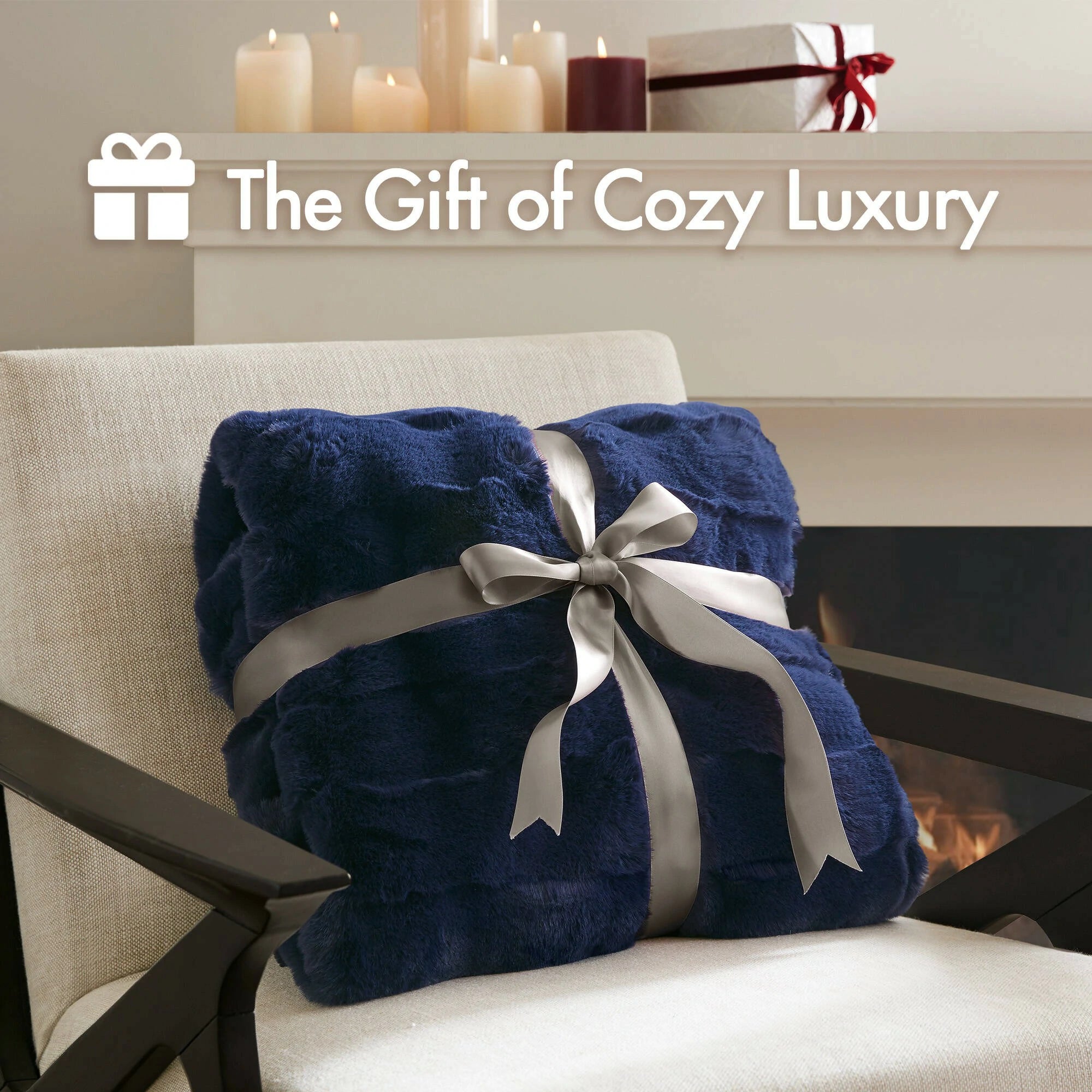 Winter Navy Throw Set-Cozy & Soft Blanket for gift