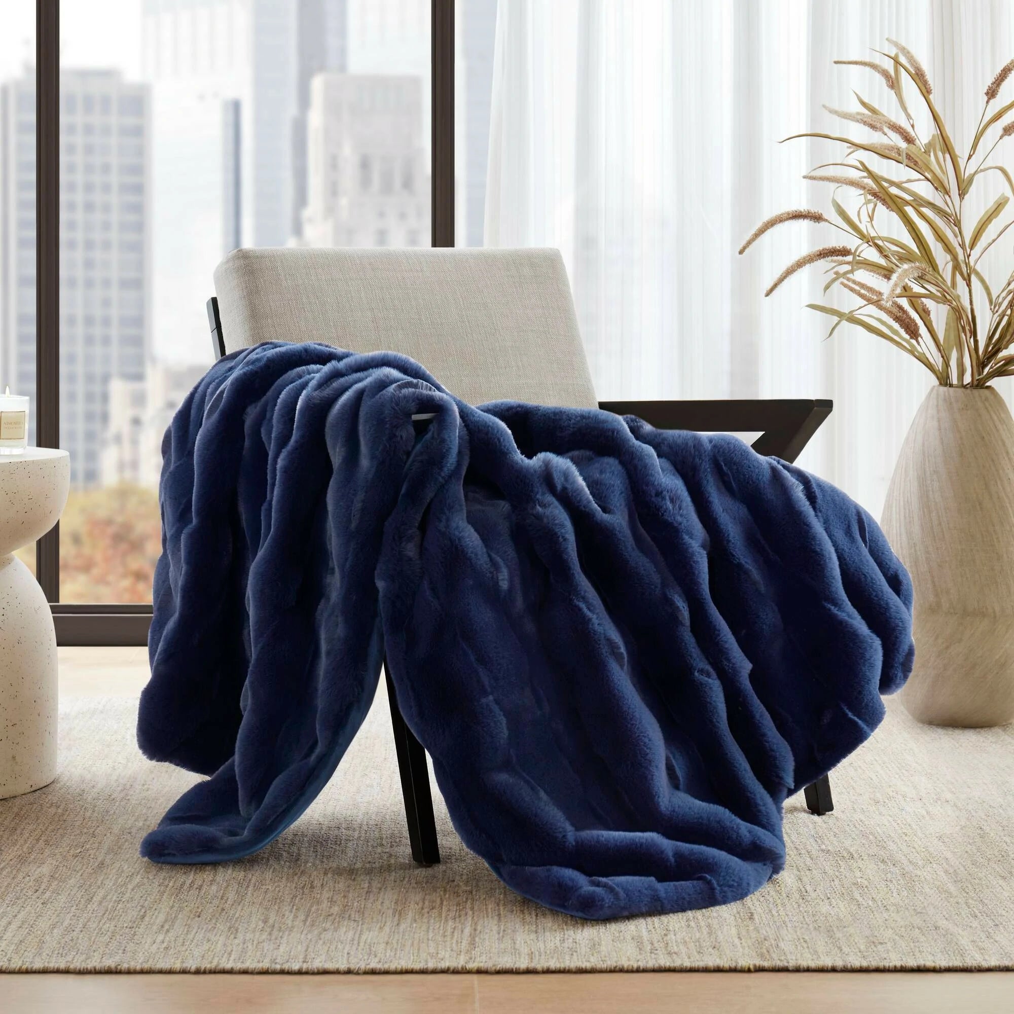 Winter Navy Throw Set-Cozy & Soft Blanket for gift