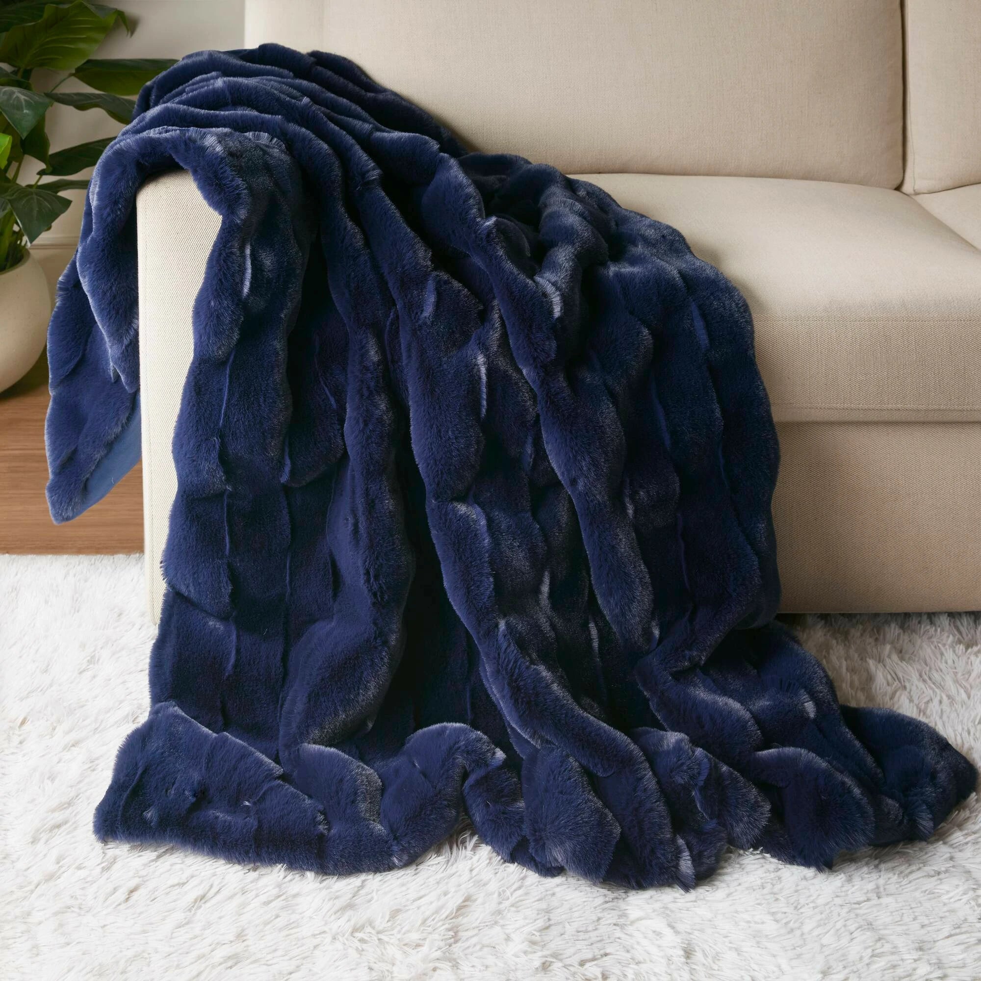 Winter Navy Throw Set-Cozy & Soft Blanket for gift